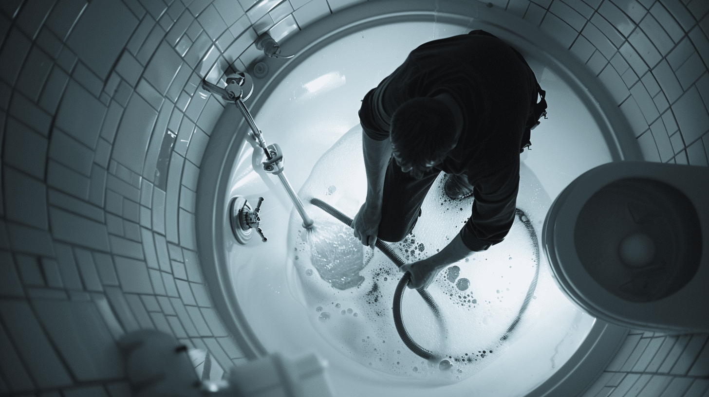 a man cleaning a bathtub